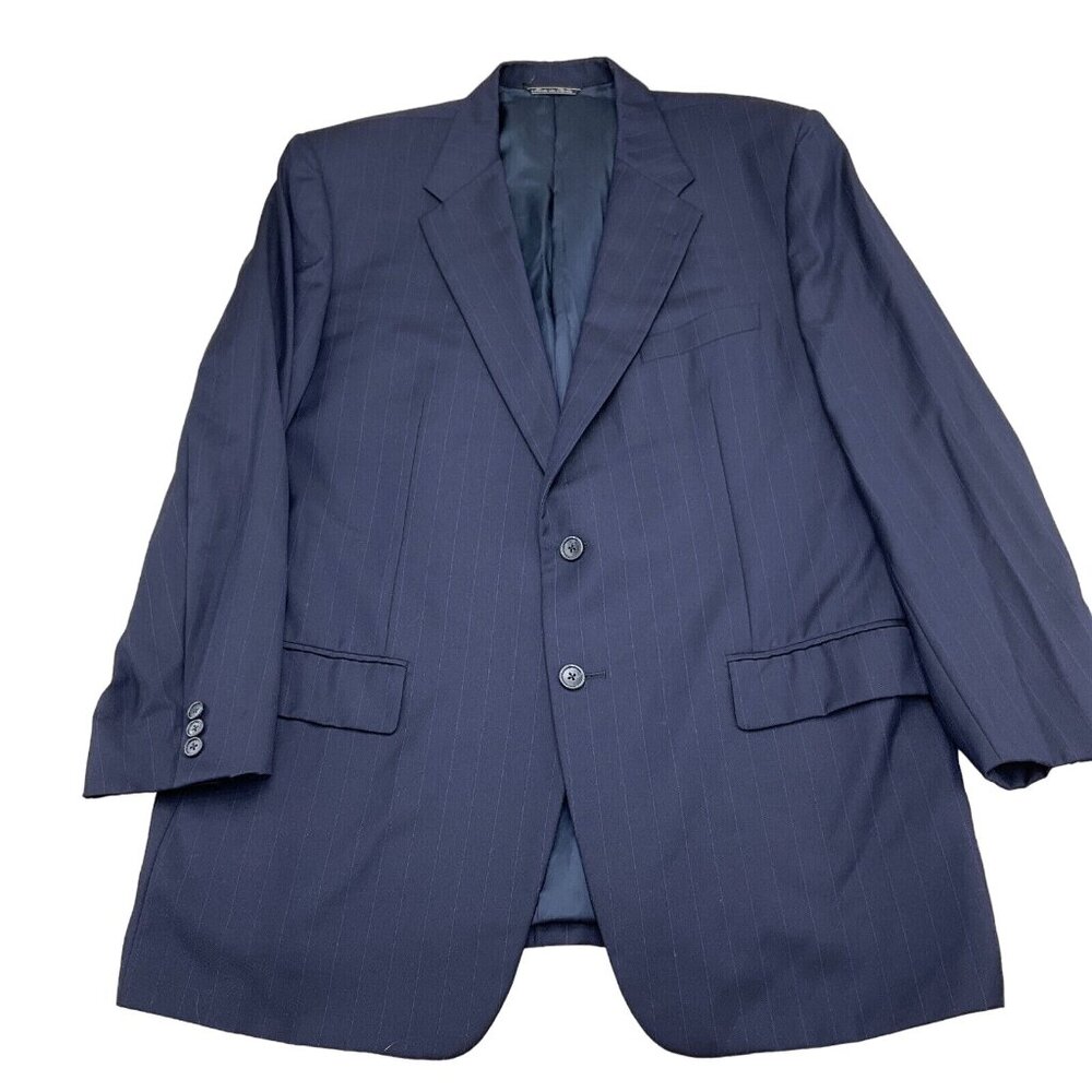 Coreliani Blazer Men‎ 44 Blue Pinstripe Super 120s Merino Wool Classic Jacket